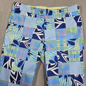 Loudmouth Golf Pants Mens 34x30 (actual 35.5x30) Patchwork Blue Preppy Resort